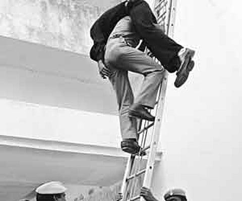 A mock drill being held at Savera Hotel to educate the staff on Fire and Rescue operations, in the city on Tuesday/P JAWAHAR