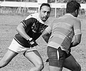 ANOTHER ACT: International Rugby player and actor Rahul Bose in a friendly match at Under-16 All-India championship organised by KISS in Bhubaneswar