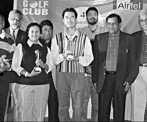 Prize winners and guests of the 4th Corporate Golf Tournament, hosted by Bhubaneswar Golf Club in Bhubaneswar on Saturday.