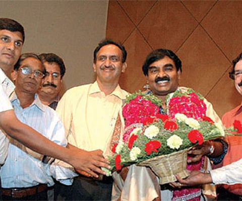 The staff of Public Relations Department of the South Central Railway felicitating CPRO P. Krishnaiah on his retirement from service in Hyderabad.