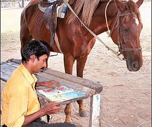 Diamond with his owner Suresh K C at the Bolgatty Palace ground.