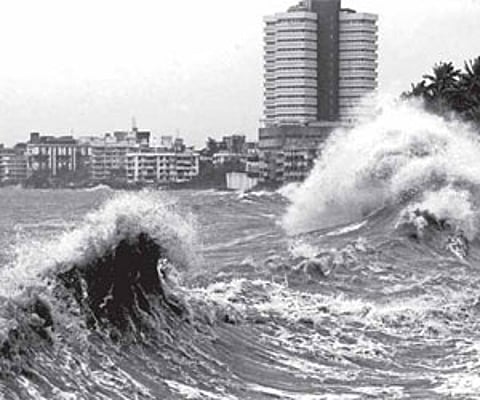 High tide at Shivaji park in Mumbai on Friday.