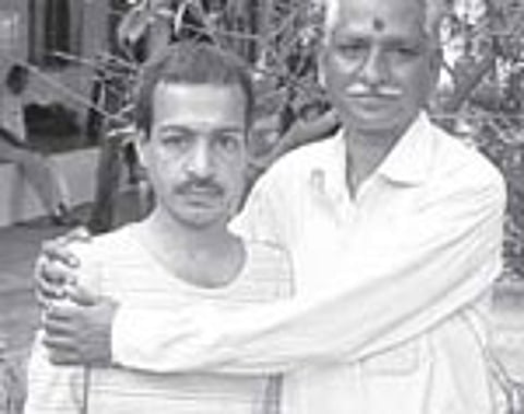 Sivakumar with his brother-in-law Paramdhamam from Chennai. He reunited with his family who came to pick him up from the Palluruthy Settlement in Koch