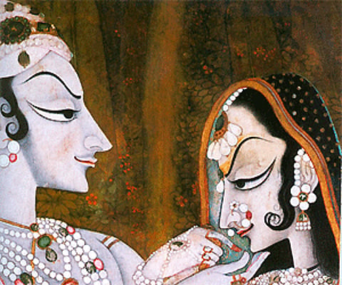 Caption: One of the Pride of India ingot postage stamps showing the love of Radha and Krishna. (IANS Photo)