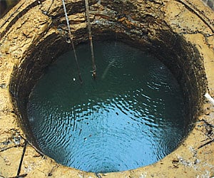 The contaminated well (R) that allegedly resulted in an outbreak of diarrhoea in Thirumullavoiyal colonies.
