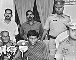 SAFE, AT LAST: Amit Kumar Porwal (centre), a final year IT student who was kidnapped by a gang, addressing mediapersons along with the police officers