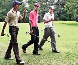 Ajish, Justin and Albert at Trivandrum Golf Club.