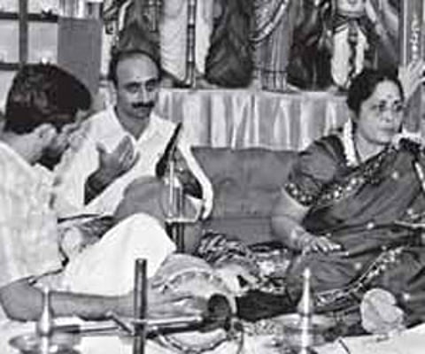Mathangi Sathyamoorthy and Girija Varma presenting vocal concerts as part of the Navaratri music festival at Tripunithura.