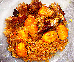 Brazilian brown rice with nuts known as pequi. (Photo: IANS)