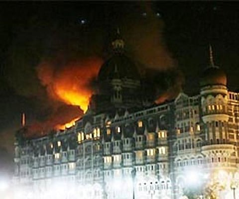 Taj Hotel in Mumbai during the 26/11 attacks. (File photo: Express)