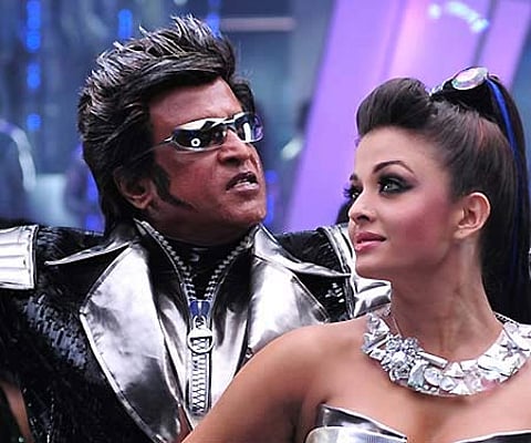 A still from 'Endhiran' starring Rajini and Aishwarya Rai.