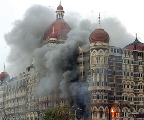 A file photo of the attack on the Taj Hotel in Mumbai