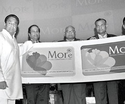Union Minister for Urban Development Kamal Nath launching the Common Mobility card ‘More’ at the Urban Mobility India Conference 2011, in New Delhi on