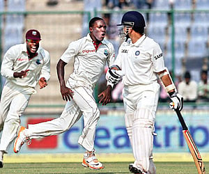 Action from the match between Punjab and Uttarakhand on Sunday