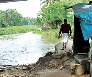The banks of Muttar river which eroded on Monday. ENS
