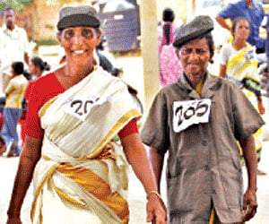 Krishnamma and Padmavathy Amma at the sports fest.