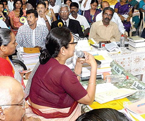 A public hearing on Children’s Right to Education in progess in the city on Sunday.