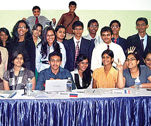 The young delegates at the the Chettinad Model United Nations held at Chettinad Vidyashram recently.
