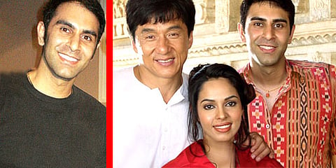 Sandip Soparrkar with Jackie Chan and Mallika Sherawat (Pic: ENS)