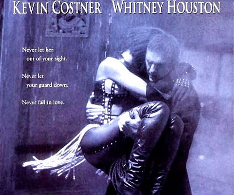 The poster of 'The Bodyguard', starring Kevin Costner and Whitney Houston.
