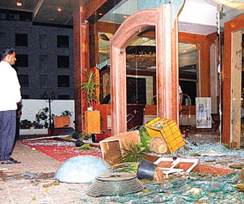 Hoodlums went on the rampage, attacking the premises of the Checkers Hotel and in the process destroying property. (EPS)