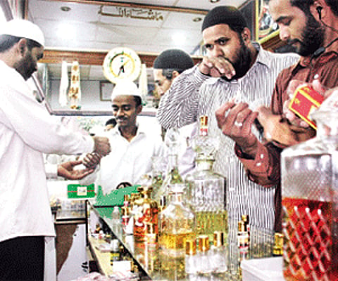 The air is filled with festive spirit. People buying perfumes from a store in Shivajinagar before Eid | Suresh Nampoothiri