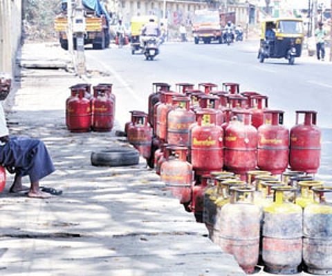 A dealer waiting for new LPG cylinders during a recent strike in the city | EPS