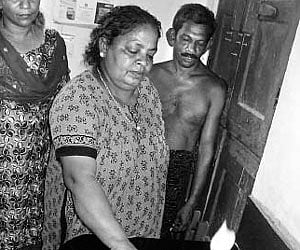 Rethnamma lighting the stove using the gas from the tubewell at her residence in Arattuvazhi, Alappuzha, on Monday