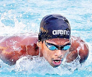 N Arvind, a student of Mechanical Engineering (second Year), Velammal Engineering College, has set new records in swimming.