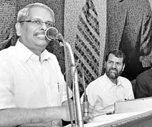 Infosys co-founder Kris Gopalakrishnan speaking after inaugurating the Startup Village at Kinfra Park, Kalamassery, on Sunday | Express