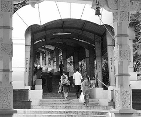 A view of the Srivari Mettu pedestrian path in Tirumala | Express Photo