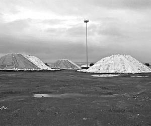 Heaps of iron ore stored at the Belekeri port in Karwar.