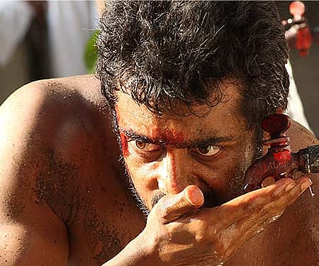 A still from 'Rakta Charitra', the film that was inspired by the rivalry between Maddelachervu Suri and Paritala Ravi (Pic: ENS).