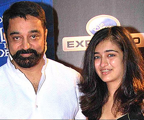 Akshara Haasan with her father (Pic: Samputn Pix)