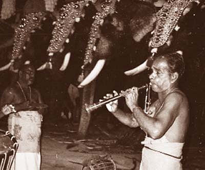 Pivotal artiste: Panicker presenting a solo performance at Sree Poornathrayaeesha Temple.