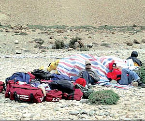 Housing Minister Kanna Lakshminarayana and others stranded at Hilsa on the Indian border on Sunday