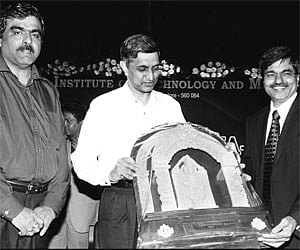 Dr R P Reddy, Dr Jayaprakash Narayan and Dr P Shyama Raju at the farewell ceremony