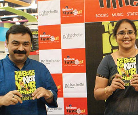 Abhijit Bhaduri, Prof Vasanthi Srinivasan and Vijay Nair at the launch of The Boss Is Not Your Friend