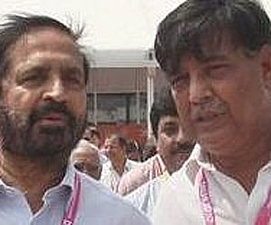 Suresh Kalmadi and Lalith Bhanot. PTI File Photo