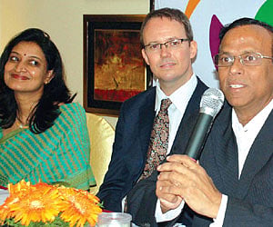 Dr Cletus Babu (third from left), founder-chairman, SCAD Group of Institutions, speaks at the press meet held recently | EPS