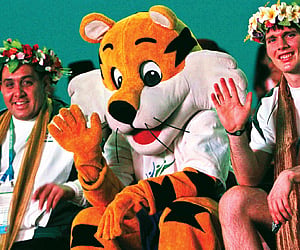 Cook Islands athletes are delighted in the company of Shera.