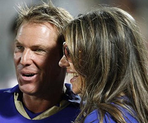 Rajasthan Royals' cricketer Shane Warne arrives at the Board Of Control For Cricket in India in Mumbai, India. (AP Photo)