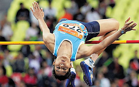 High jumping Olympic mom