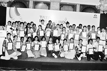 Tata Essay Contest winners meet President