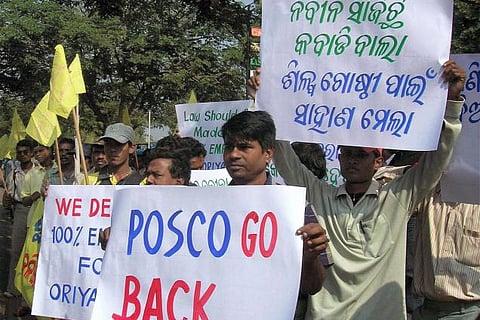 Villagers observe black day, rally against Posco project