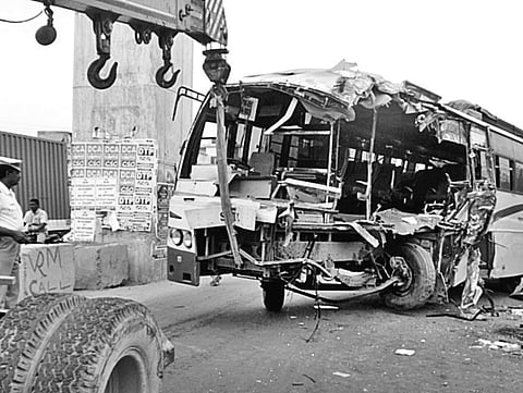 Two die, 16 hurt as bus bangs pillar