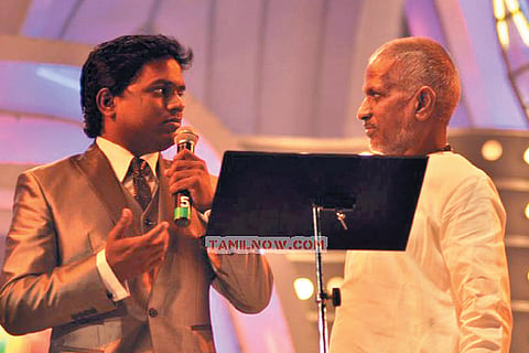In this file photo, South Indian Composer Yuvan Shankar Raja (left) and his father, maestro Illayaraja (right).
