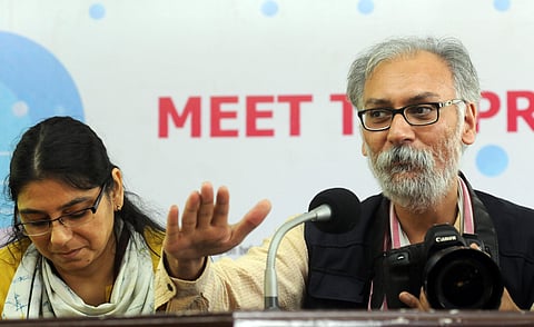 Documentary film makers Kavitha Bahl and Nandan Saxena addressing the Meet the Press organised as part of the seventh IDSFFK in Thiruvananthapuram on sunday | EXPRESS