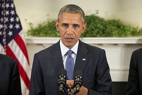US President Barack Obama speaks in the Roosevelt Room of the White House in Washington. |AP
