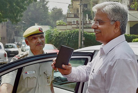 Delhi Police Commissioner BS Bassi leaves after meeting Lt Governor Najeeb Jung in New Delhi on October 20. | PTI